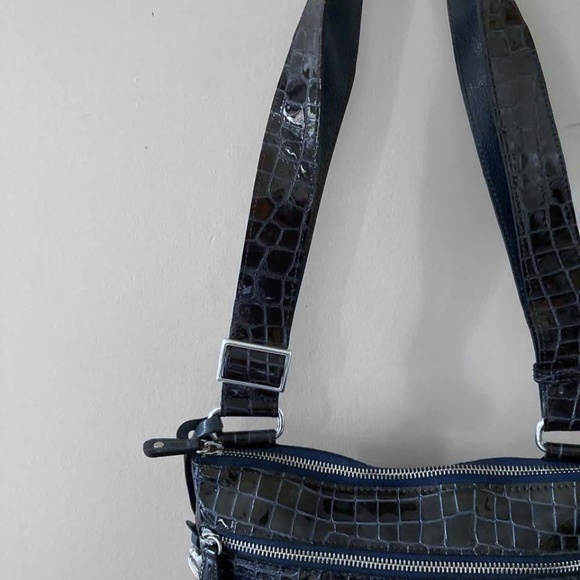 Brighton Navy blue Croc Pattern Bag - Picture 5 of 15